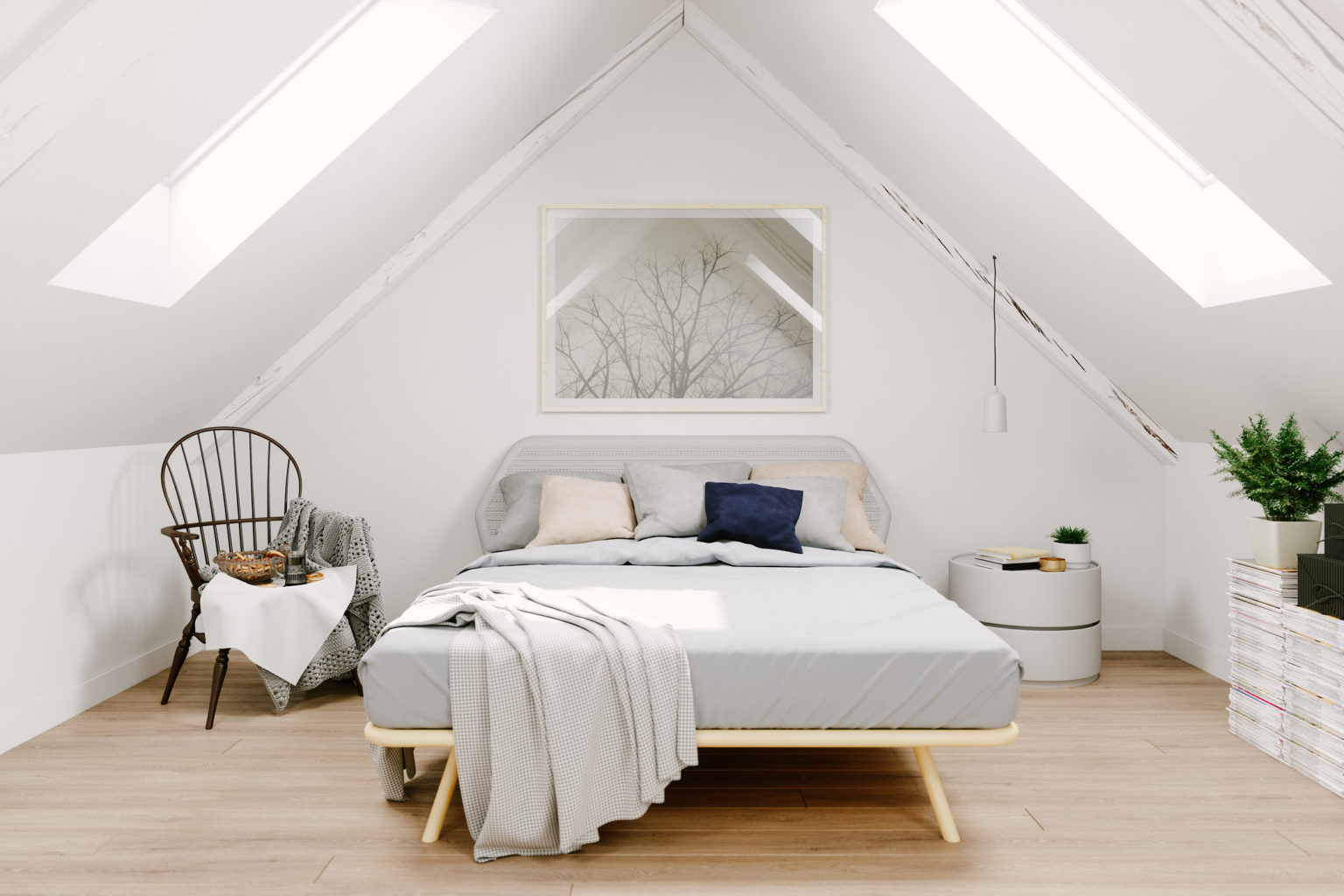 tempat tidur rumah scandinavian
