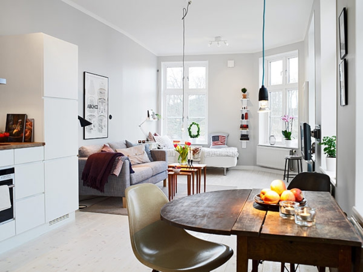 Desain Apartemen 1 Kamar dengan Warna Putih Sederhana