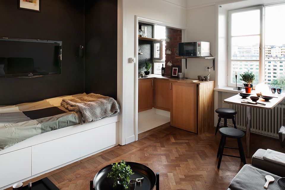 Desain Apartemen 1 Kamar Kecil dengan Gaya Maskulin