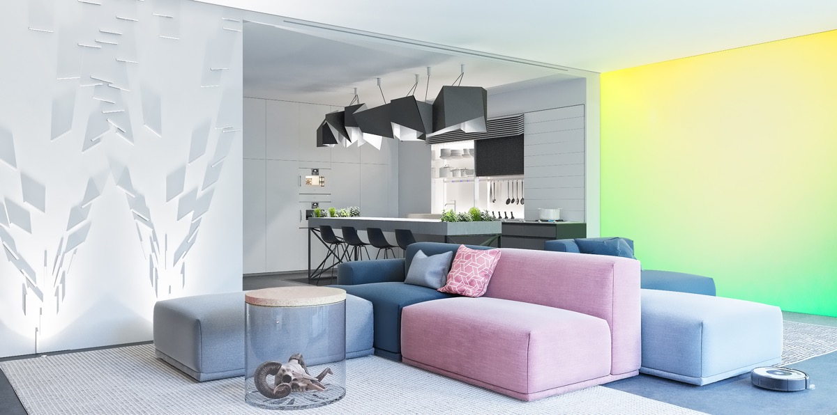 sentuhan warna desain interior futuristik