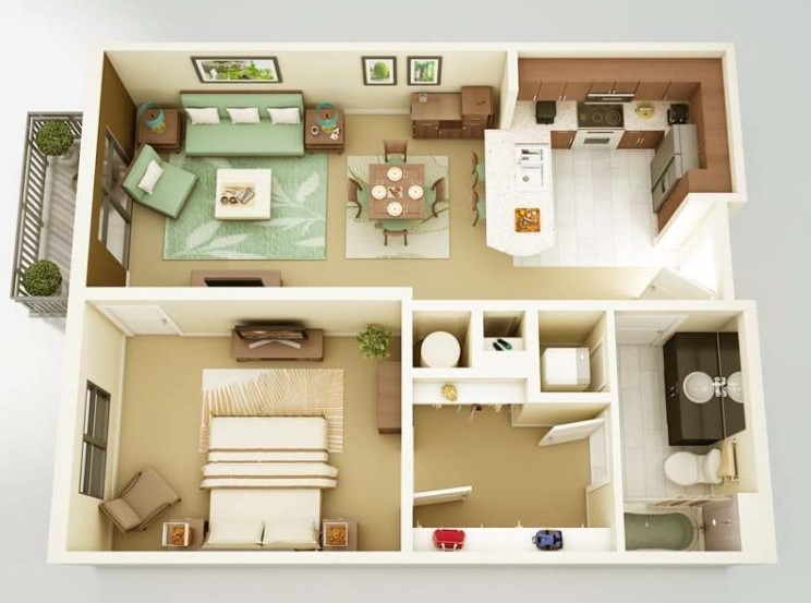 Rumah Minimalis 1 Kamar dengan Halaman Belakang Rumah Minimalis 1 Kamar dengan Halaman Belakang