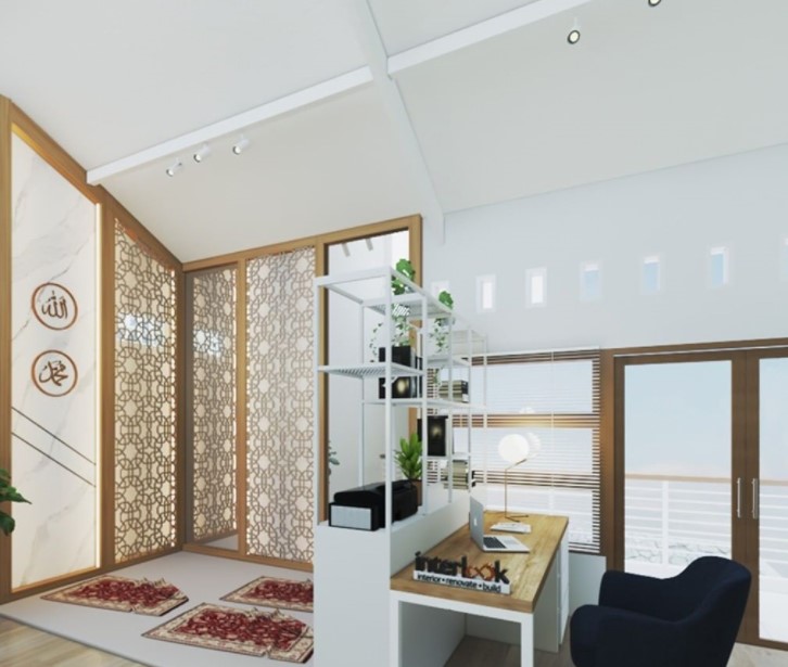 Mushola dengan Sekat Bermotif Mushola dengan Sekat Bermotif