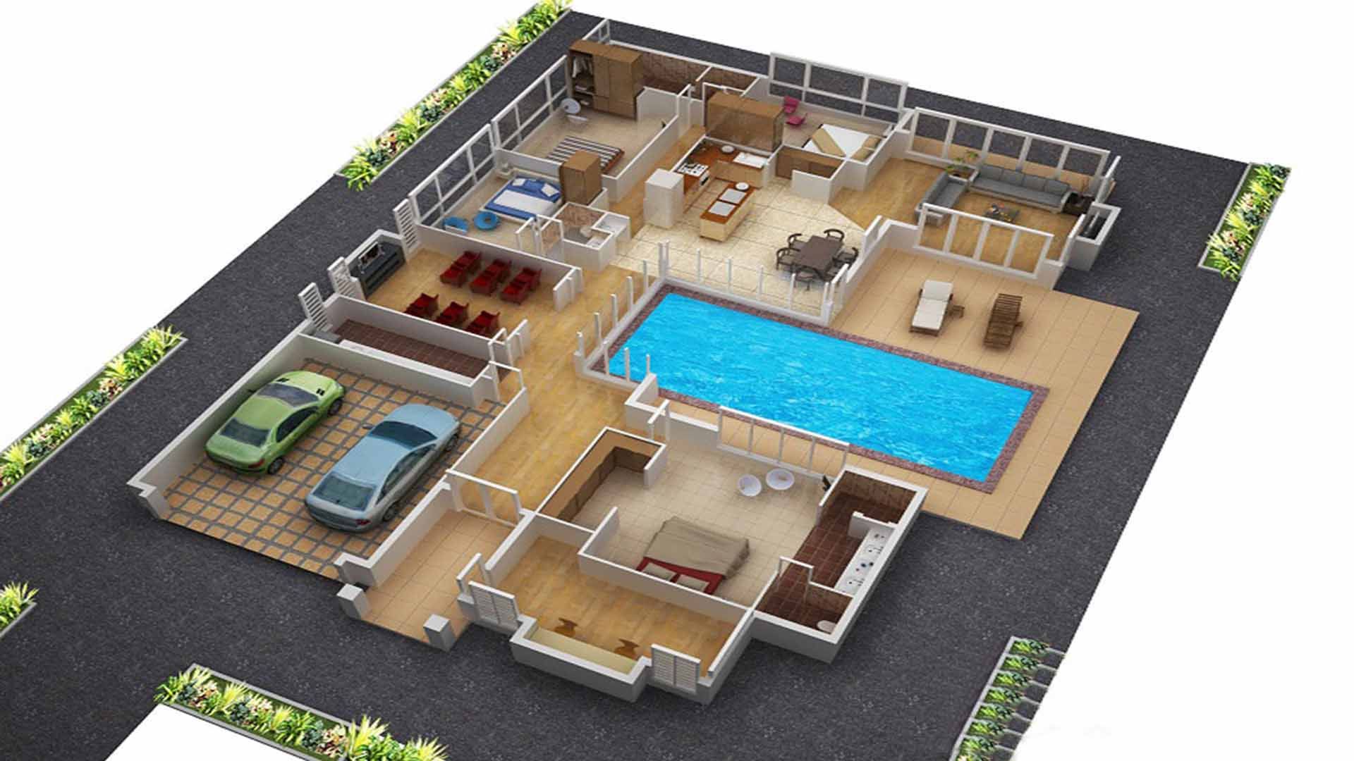 Desain Rumah Mewah 4 Kamar dengan Kolam Renang Desain Rumah Mewah 4 Kamar dengan Kolam Renang