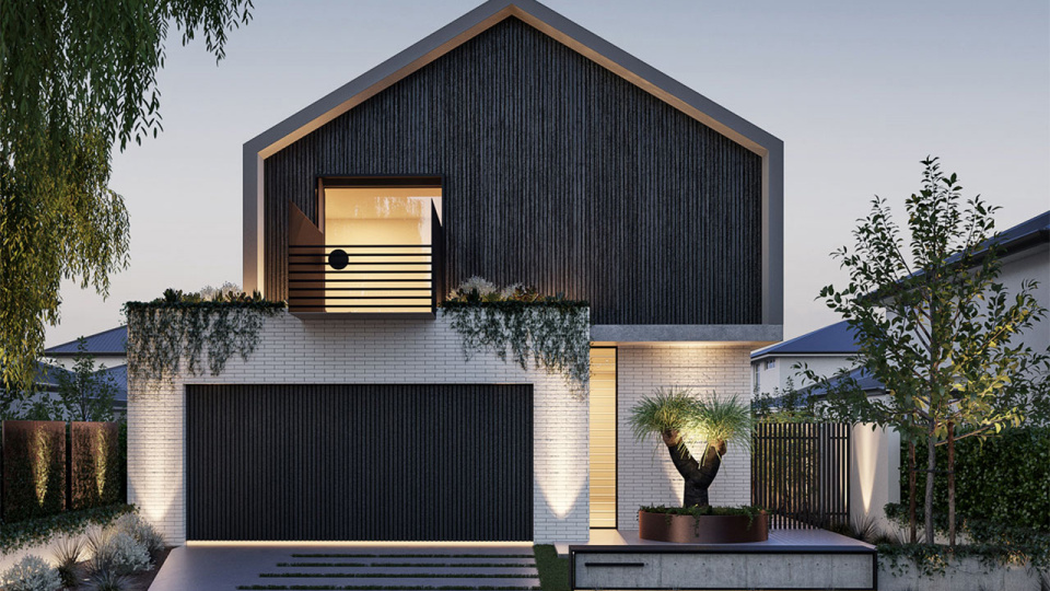 Rumah Dua Lantai Sederhana dengan Balkon Minimalis Rumah Dua Lantai Sederhana dengan Balkon Minimalis