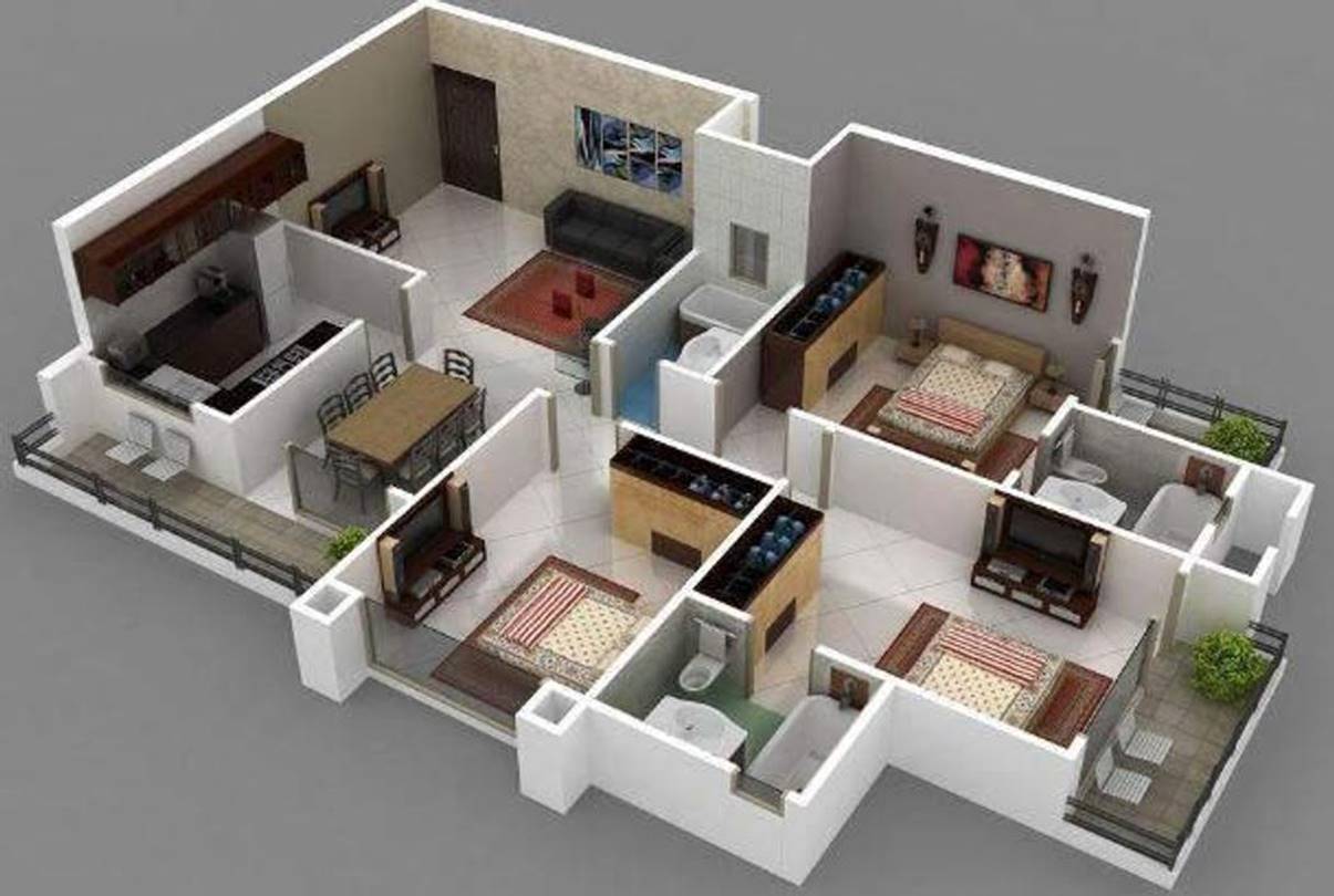 Denah Rumah Type 60 3 Kamar Tidur