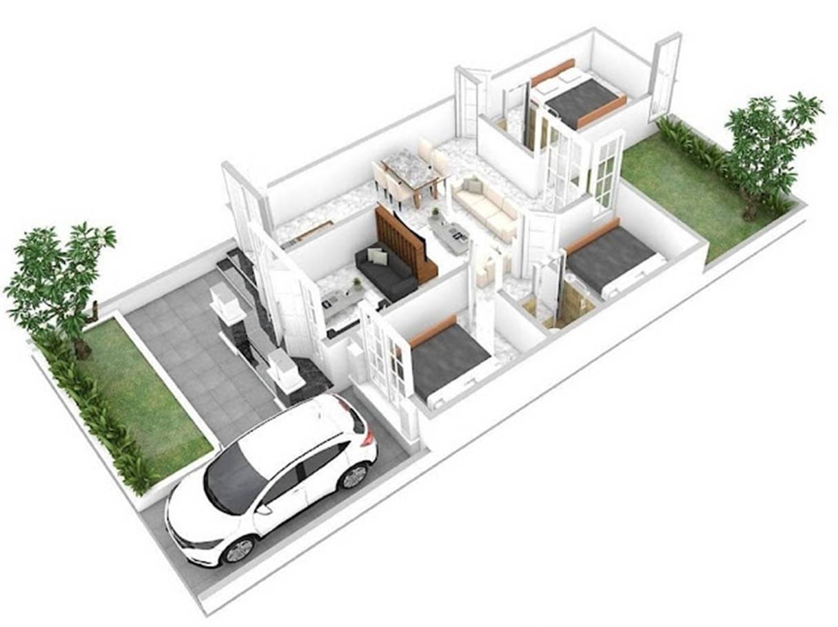 Denah Rumah Type 60 dengan Konsep Minimalis