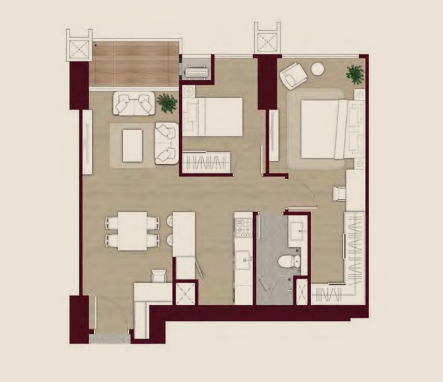 denah apartemen 2 br denah apartemen 2 br