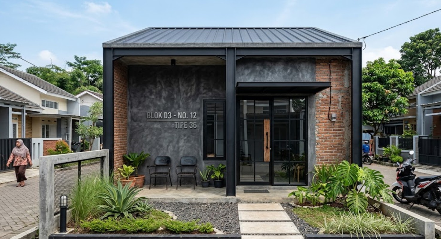 Rumah tipe 36 desain industrial