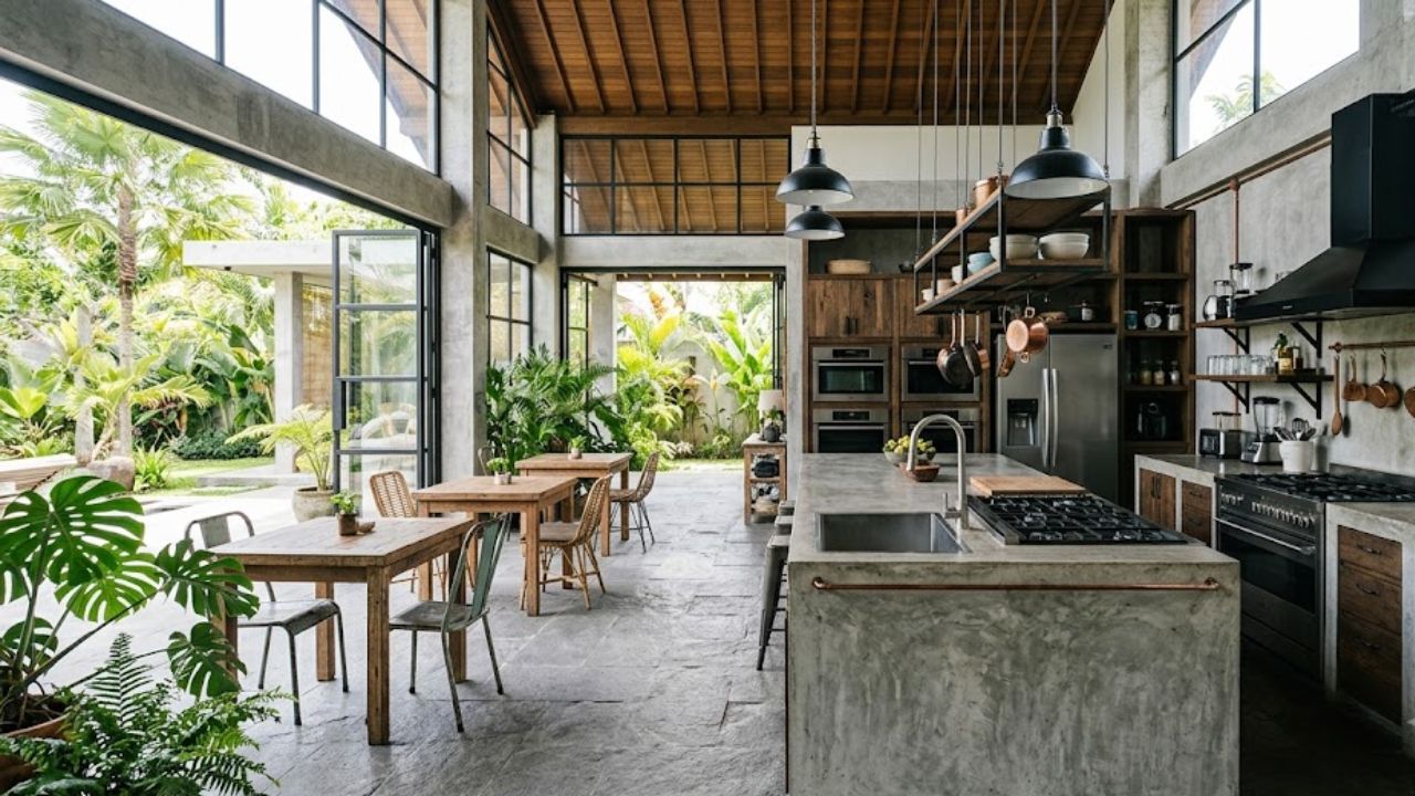 2. Dapur di Tengah Rumah Terbuka