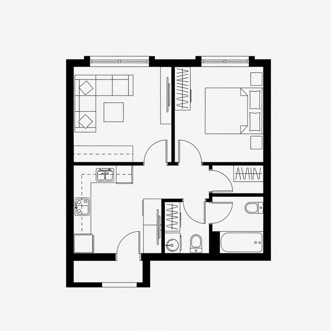 Contoh Denah Rumah Sederhana yang Hanya Memiliki 1 Kamar Tidur
