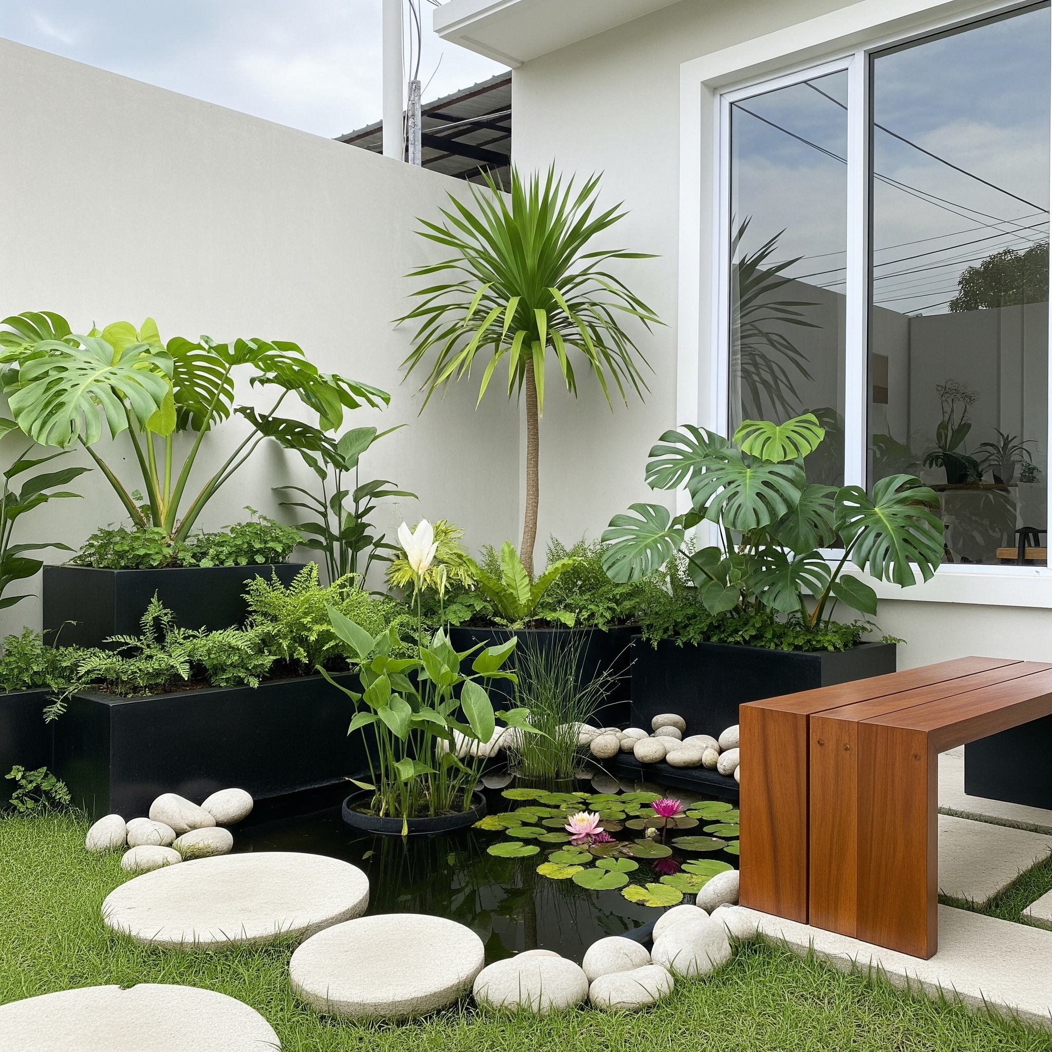 Taman Rumah Minimalis dengan Gaya Tropis