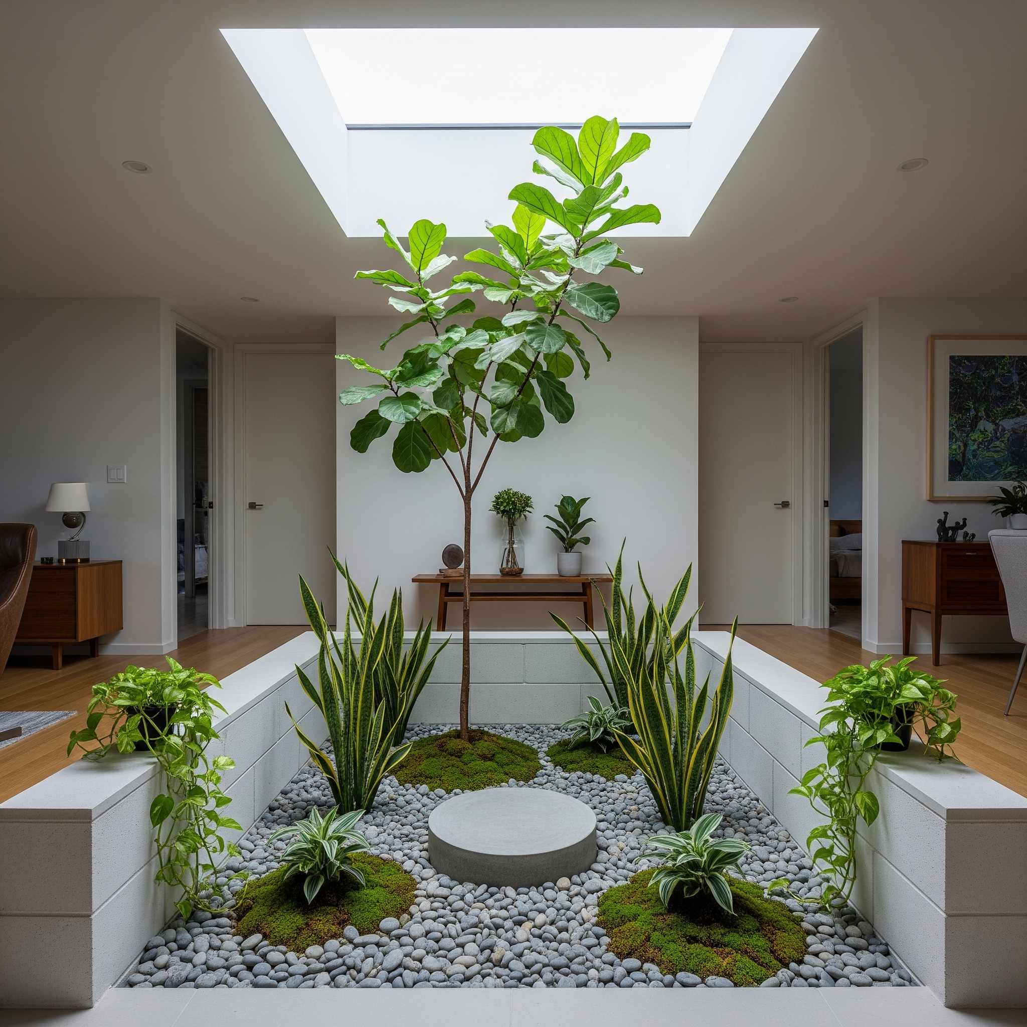 Taman Rumah Minimalis di Ruang Tengah