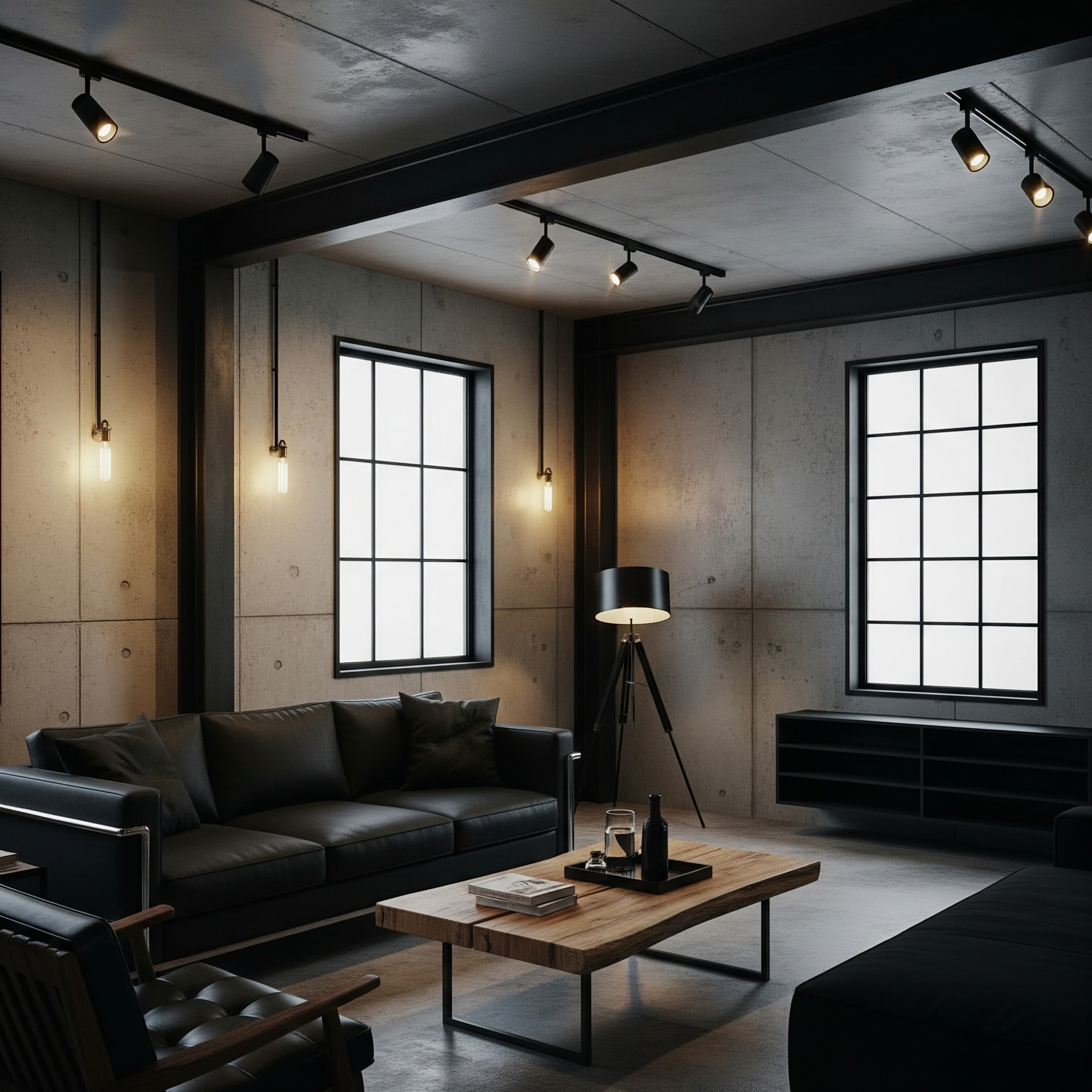 Desain Rumah Industrial Low Budget dengan Interior Maskulin Berwarna Hitam