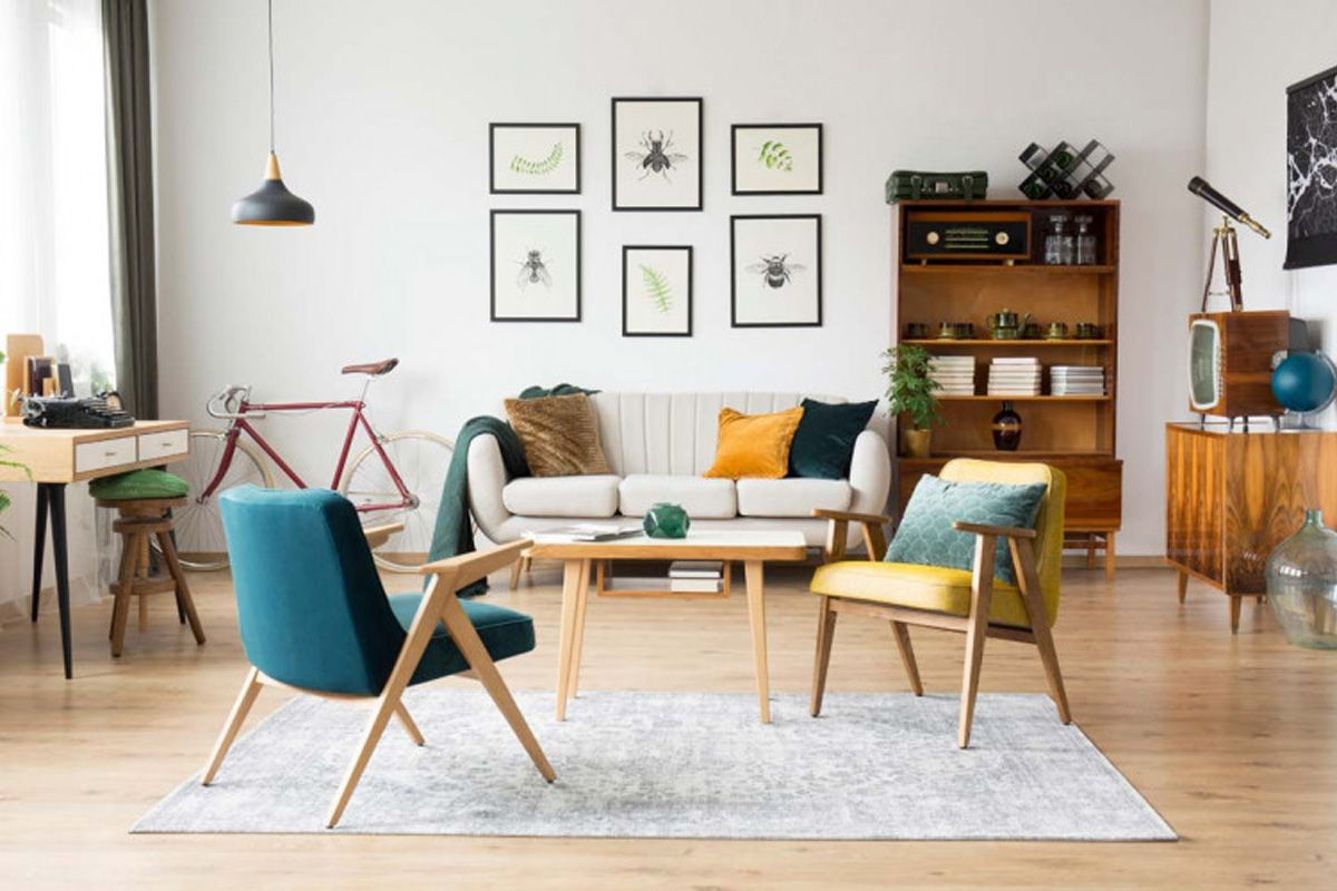 desain ruang tamu rumah subsidi vintage