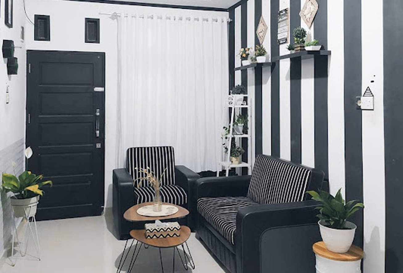 Ruang Tamu Minimalis Monokrom