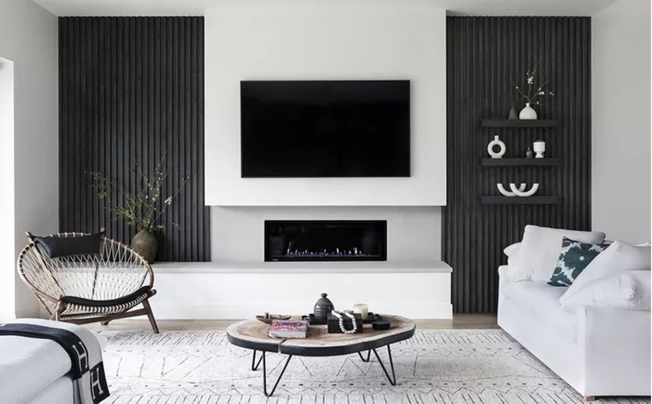 Ruang Tamu Mewah Minimalis Monokrom