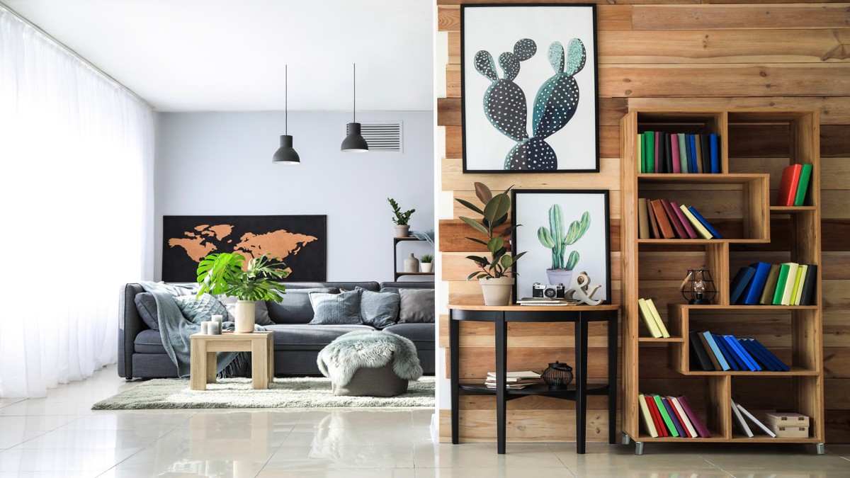 Hiasan Dinding Ruang Tamu Minimalis Modern Partisi Kayu