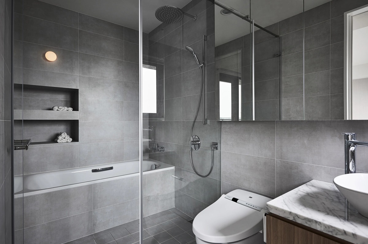 Warna Kamar Mandi Minimalis Abu-abu