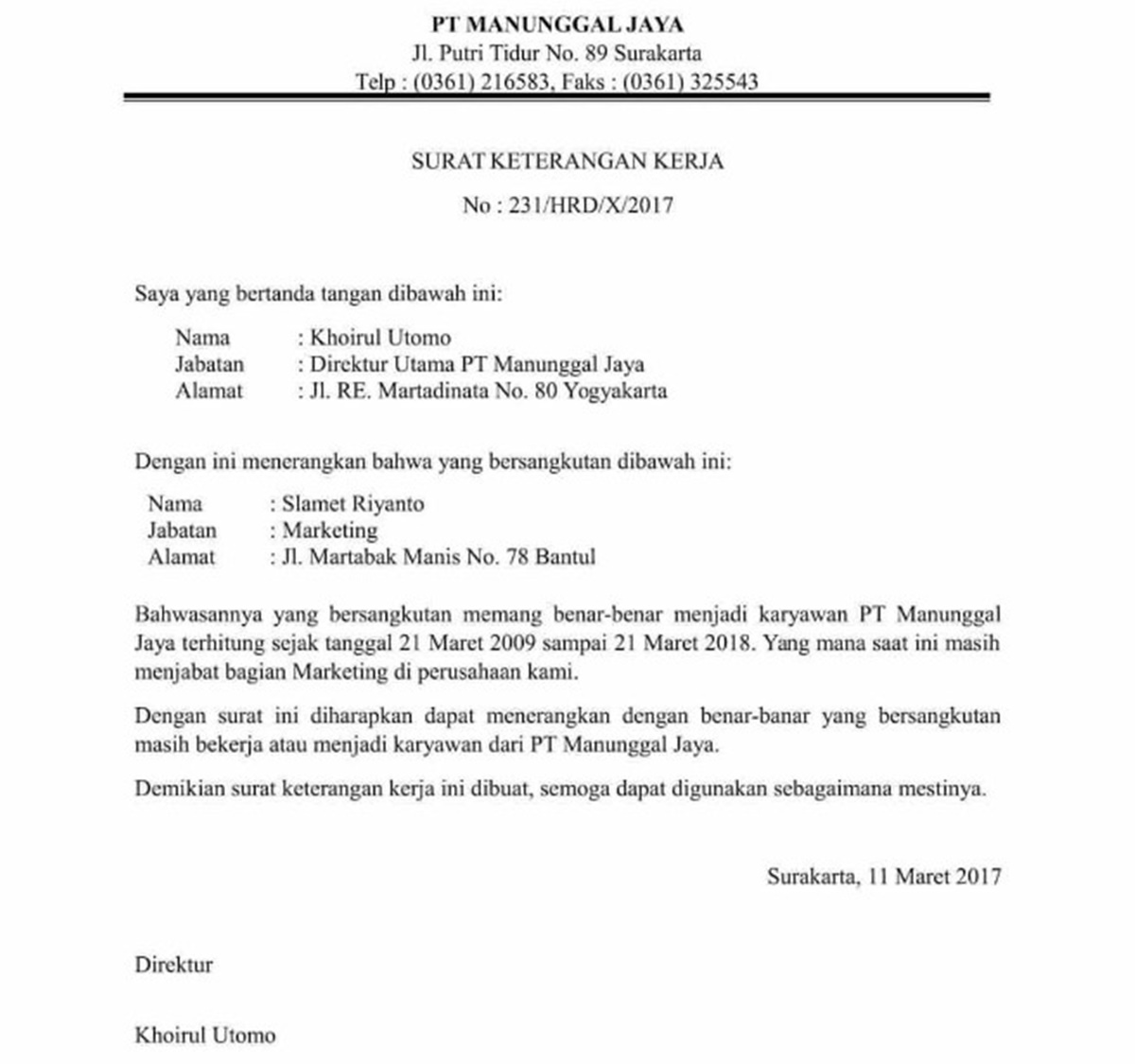 Surat Rekomendasi Perusahaan untuk Pengajuan KPR