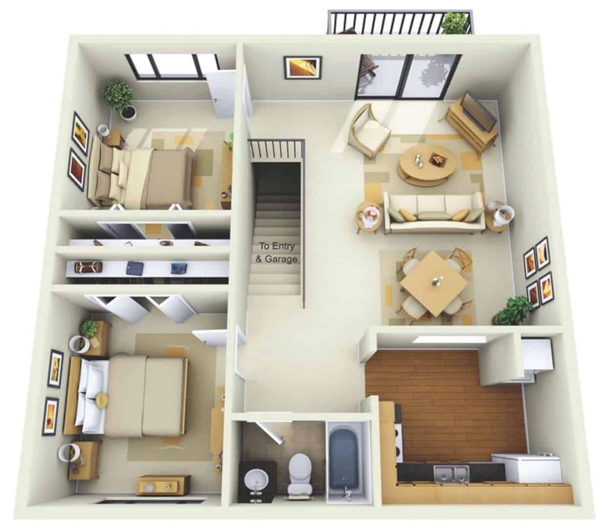 Denah Apartemen Loft 2 Kamar