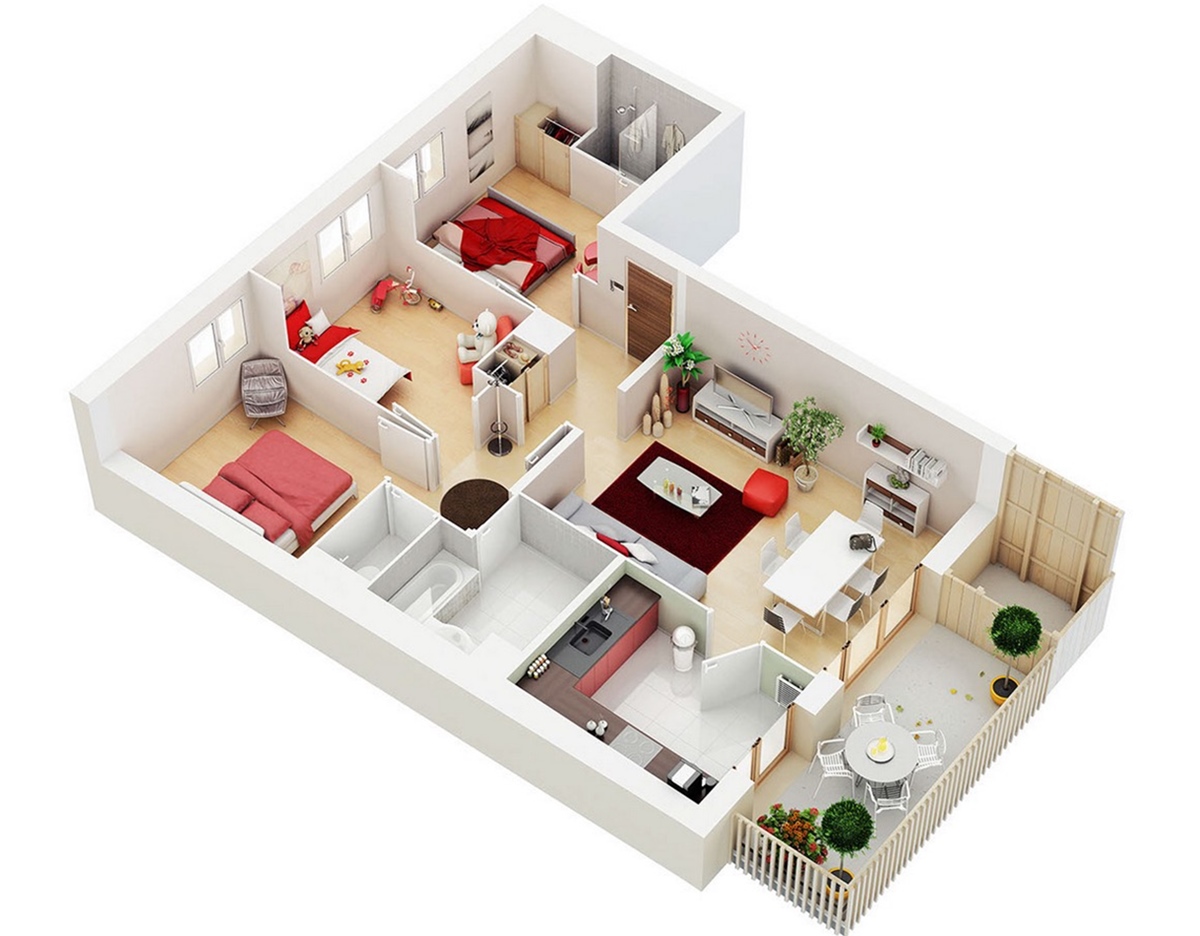 Denah Apartemen 3 Kamar