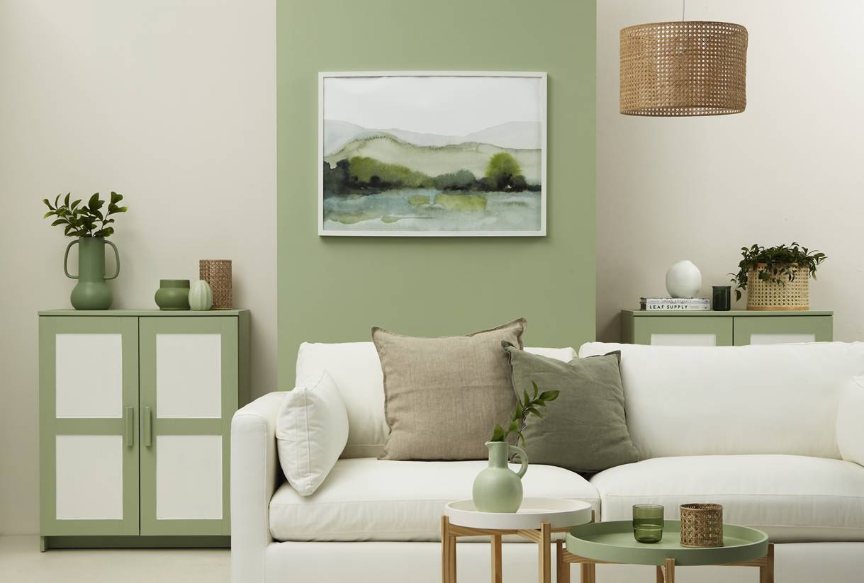 Desain Ruang Tamu Hijau Minimalis ala Korea