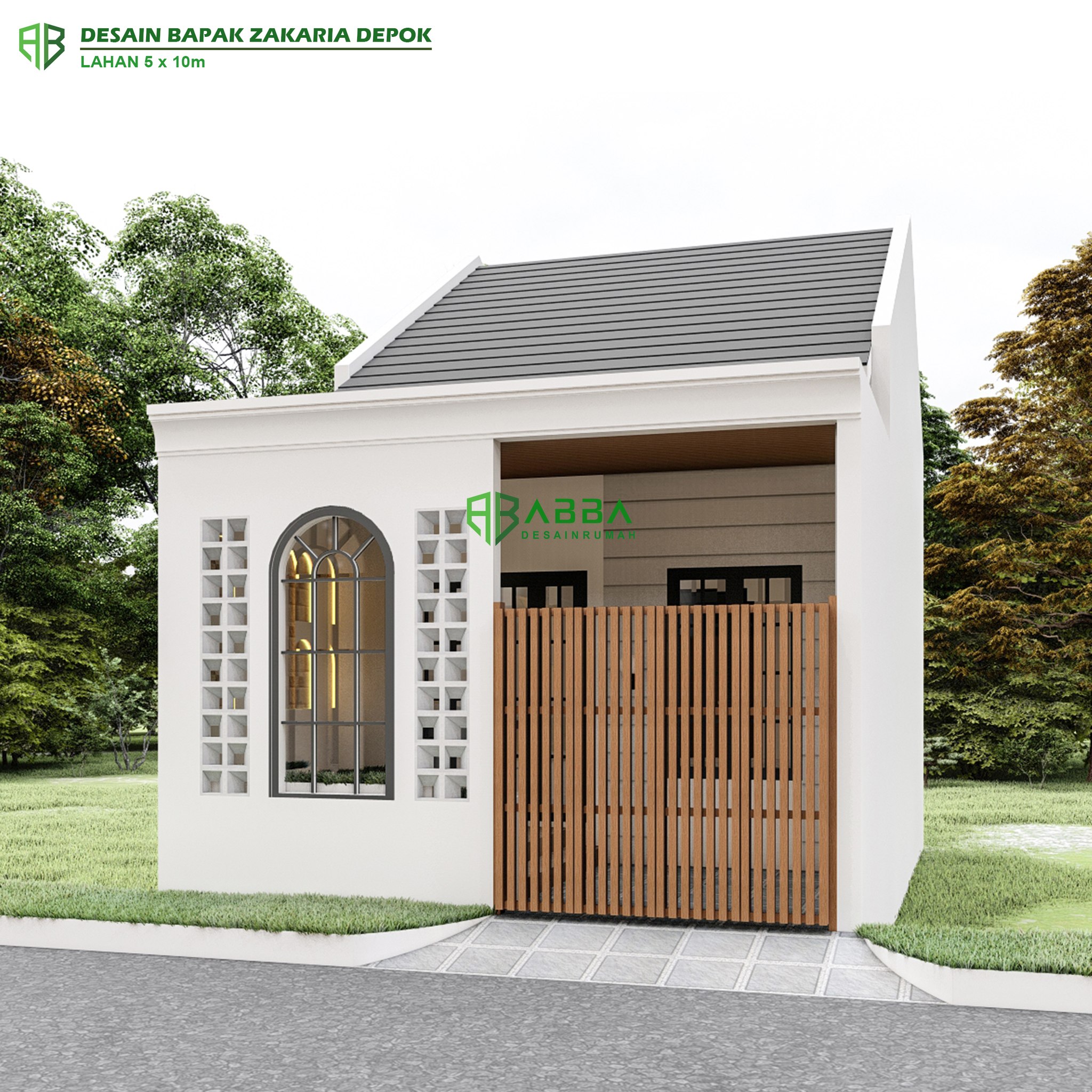 4. Desain Rumah 5x10 dengan Konsep Minimalis Modern dan Fasad Elegan