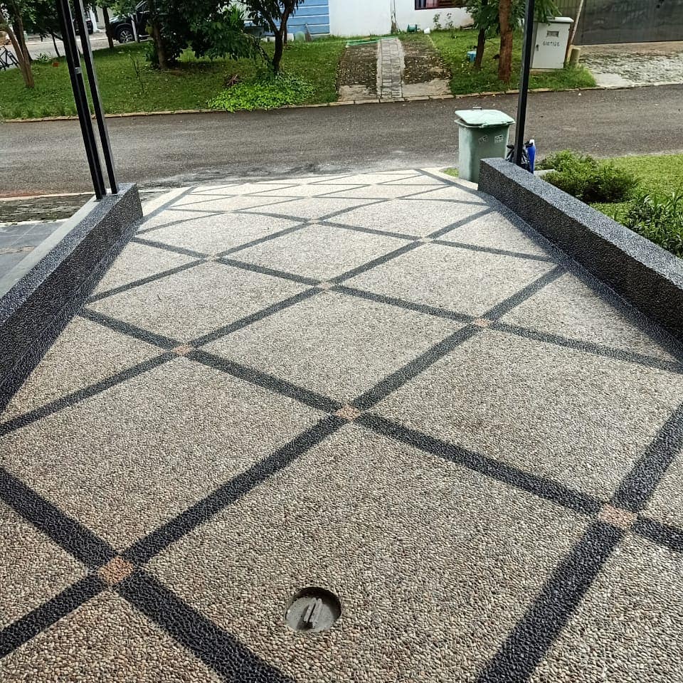 Material Lantai Carport Batu Koral Sikat