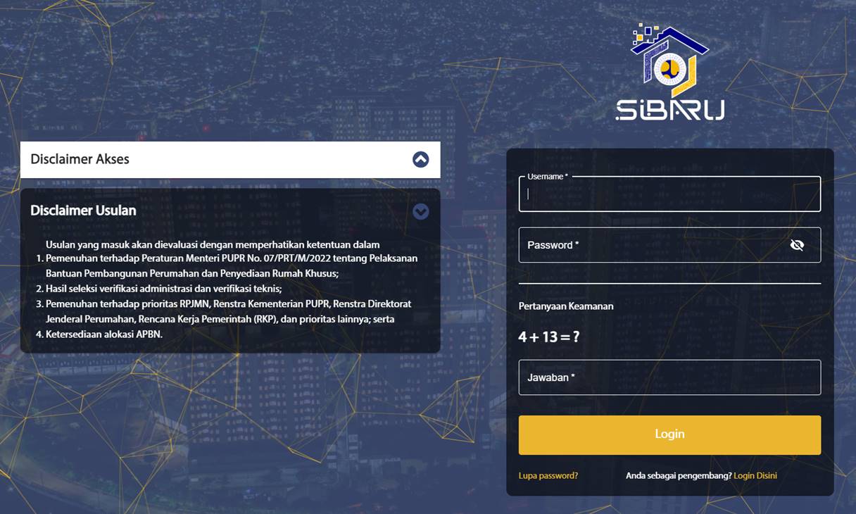 cara menggunakan aplikasi sibaru perumahan