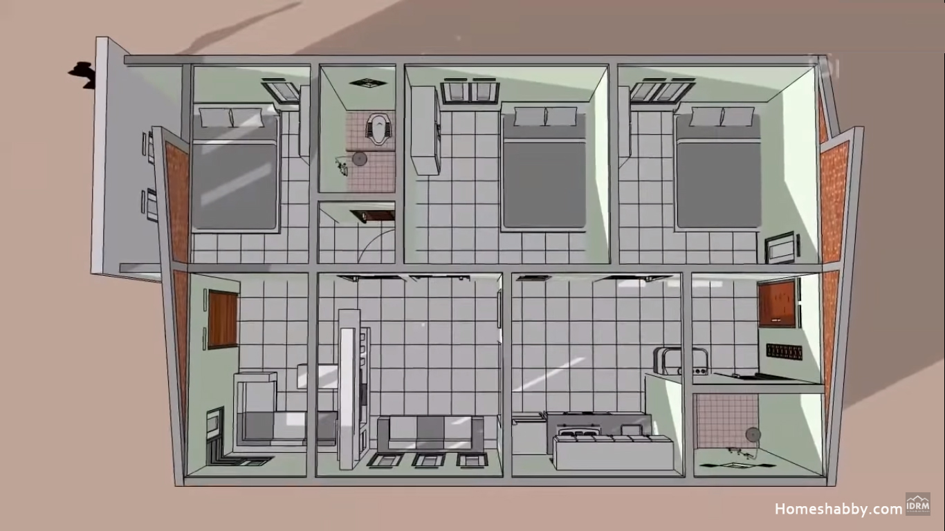 Desain Rumah 6x10 3 Kamar Minimalis