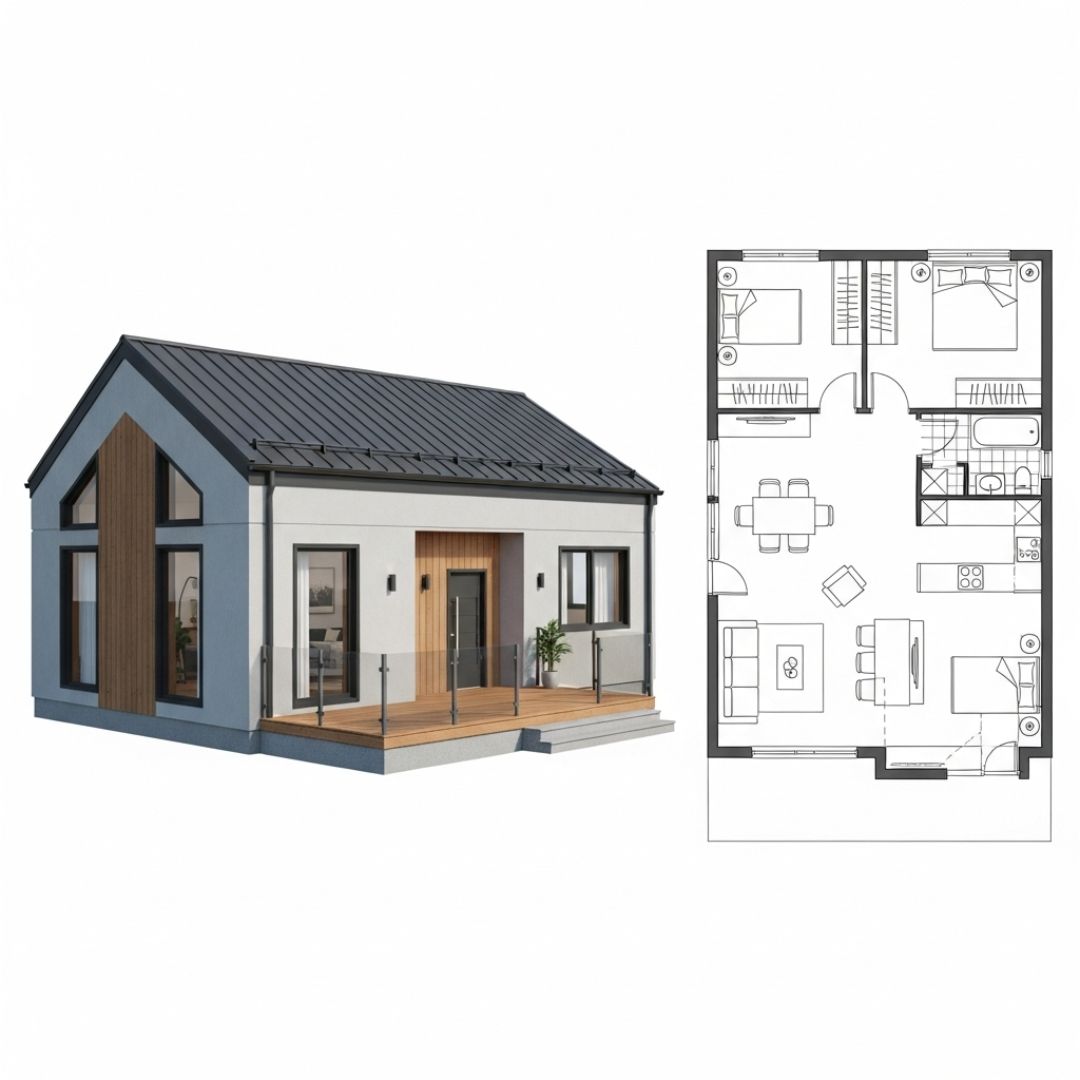 Desain Rumah 6x10 3 Kamar yang Dibuat tanpa Banyak Sekat