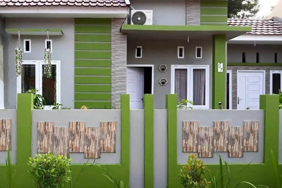 kombinasi warna untuk pagar tembok hijau dan abu-abu
