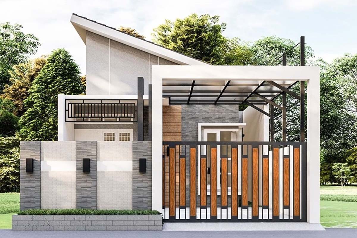 rumah modern minimalis dengan atap separuh samping
