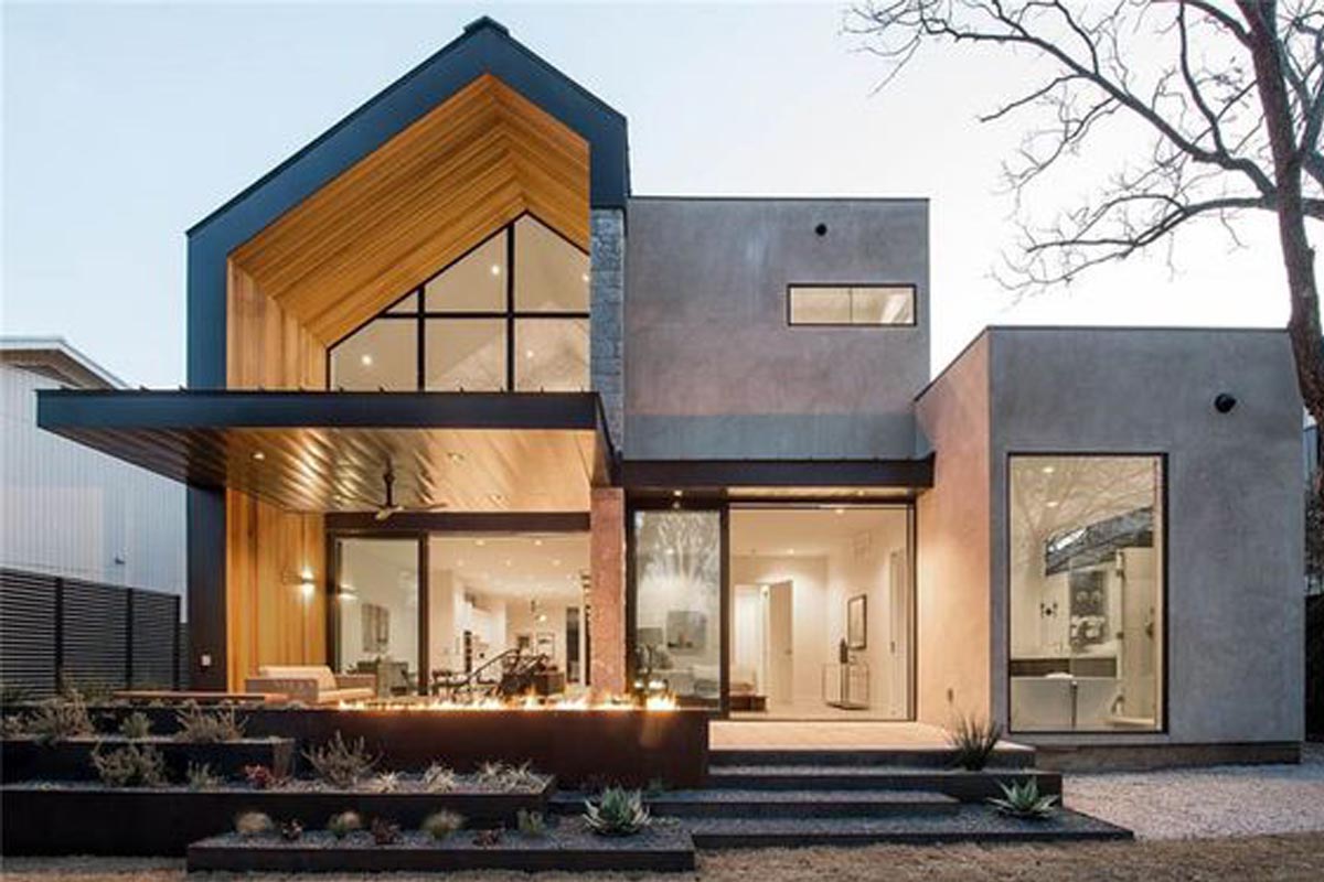 rumah industrial dengan model atap separuh samping