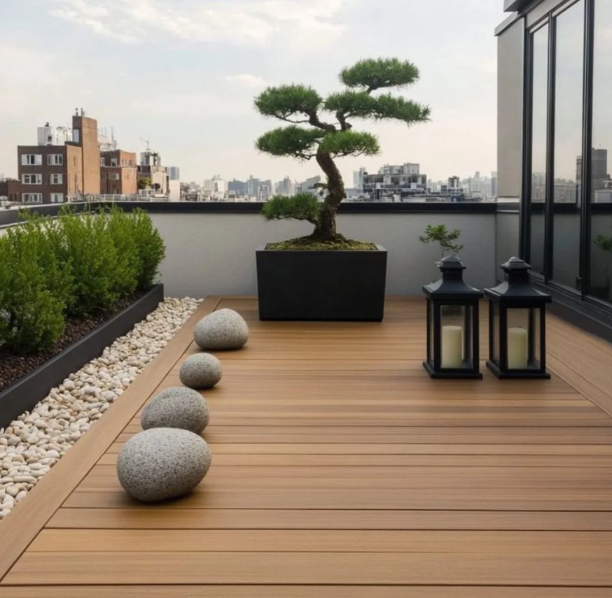 Desain Teras Rooftop Rumah Kecil Berkonsep Zen Space