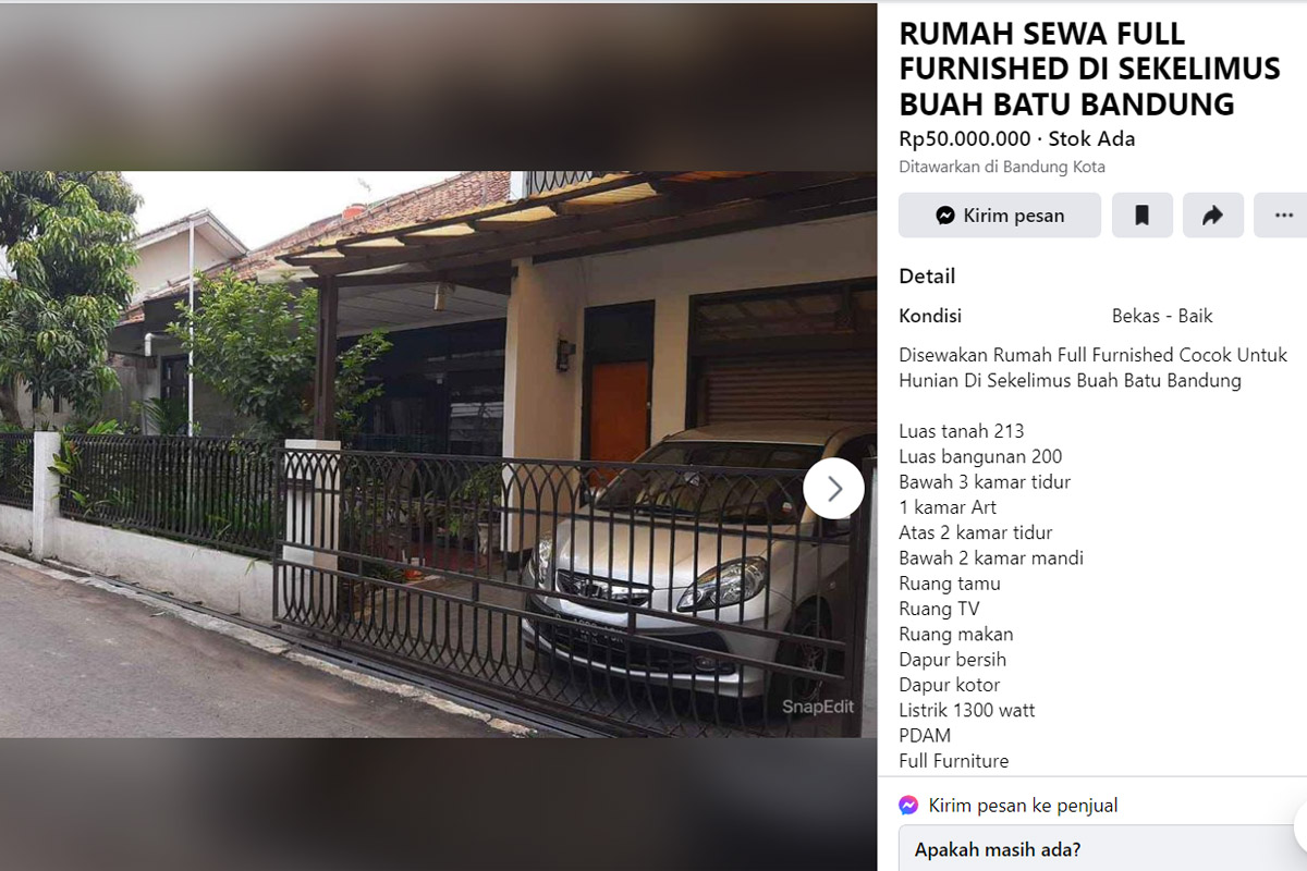contoh iklan sewa rumah di media sosial