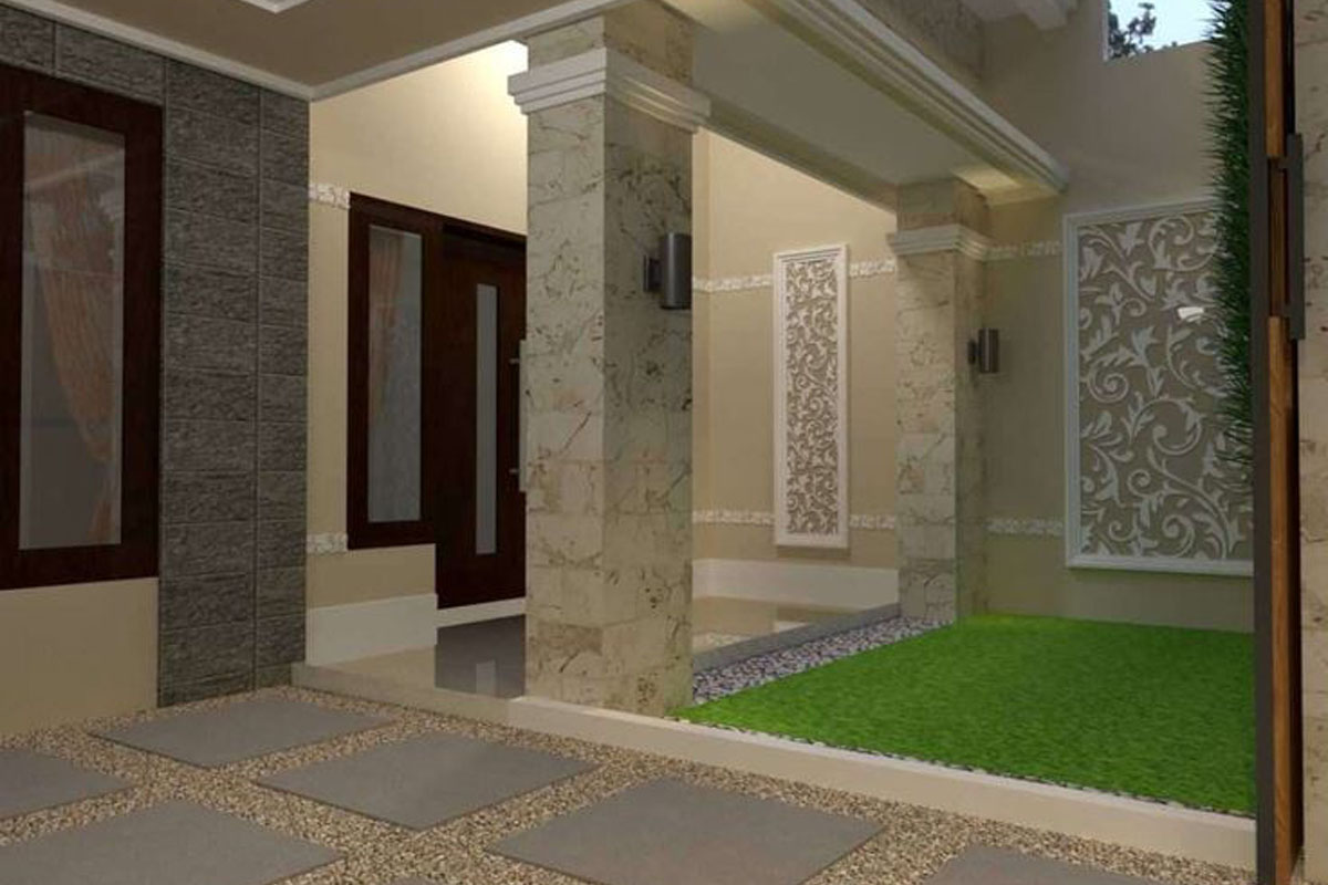 Keramik Tiang Teras Motif Marmer