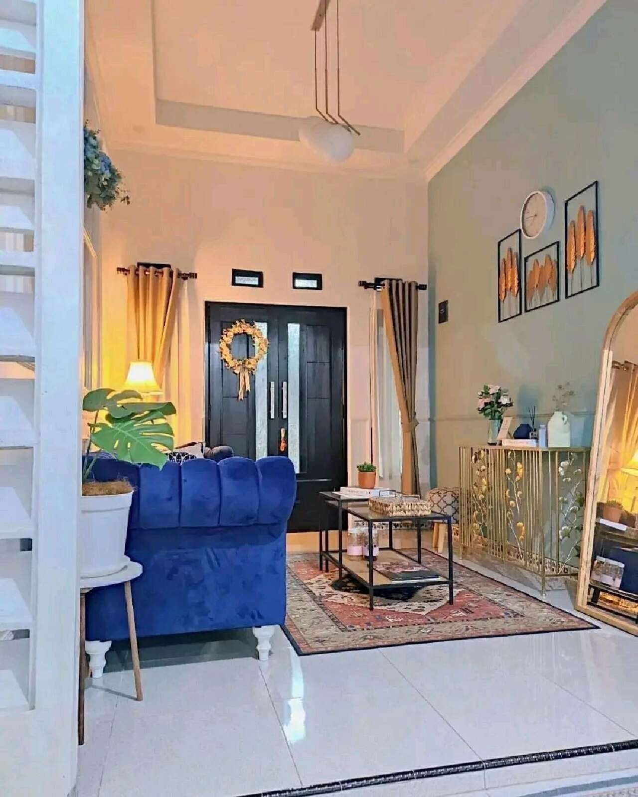 warna cat ruang tamu 2 warna hijau