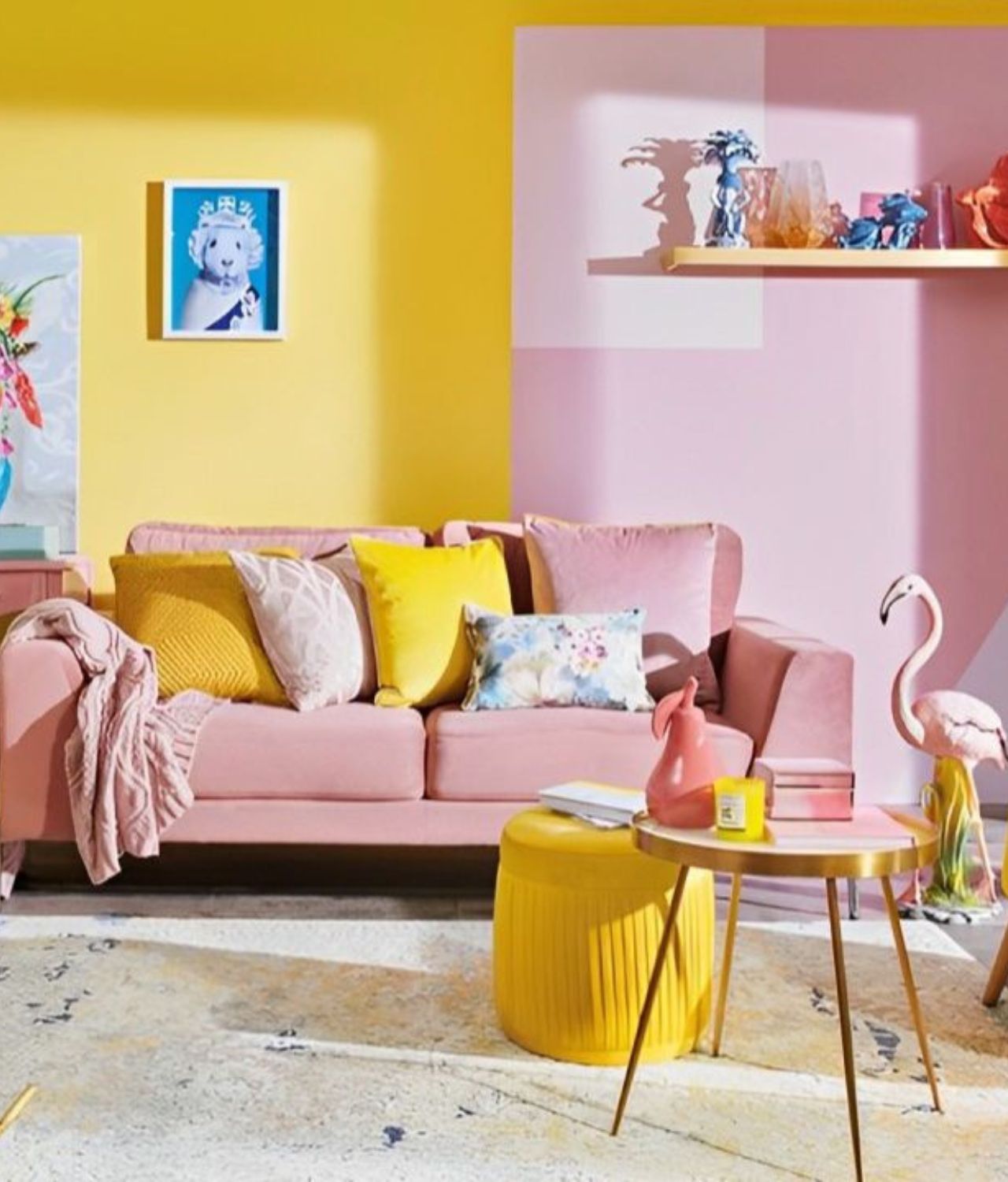 warna cat ruang tamu 2 warna pink