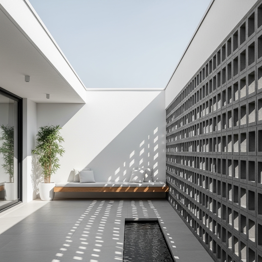 15. Desain Roster dengan Dinding Beton Abu-abu Gelap