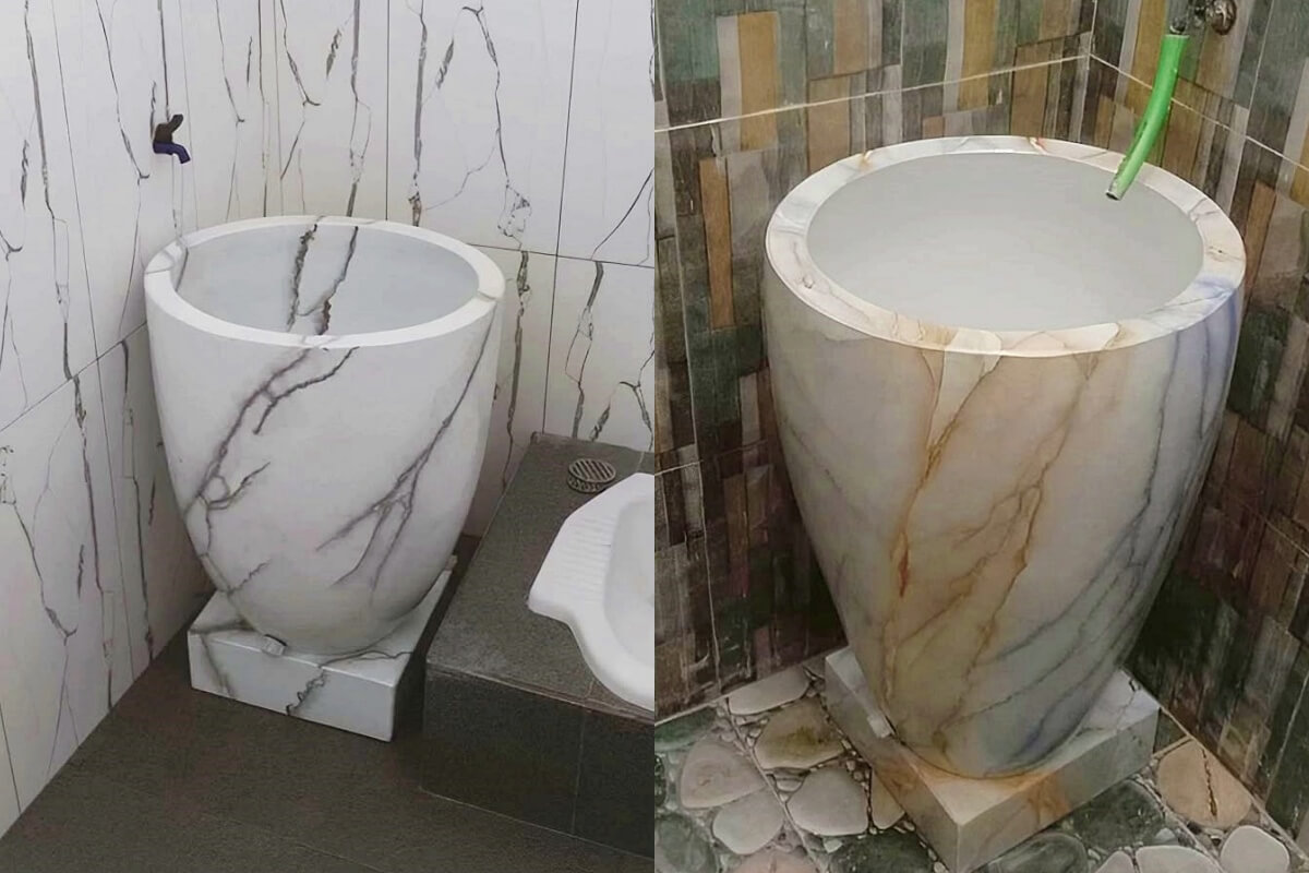 bak mandi teraso mewah motif marmer