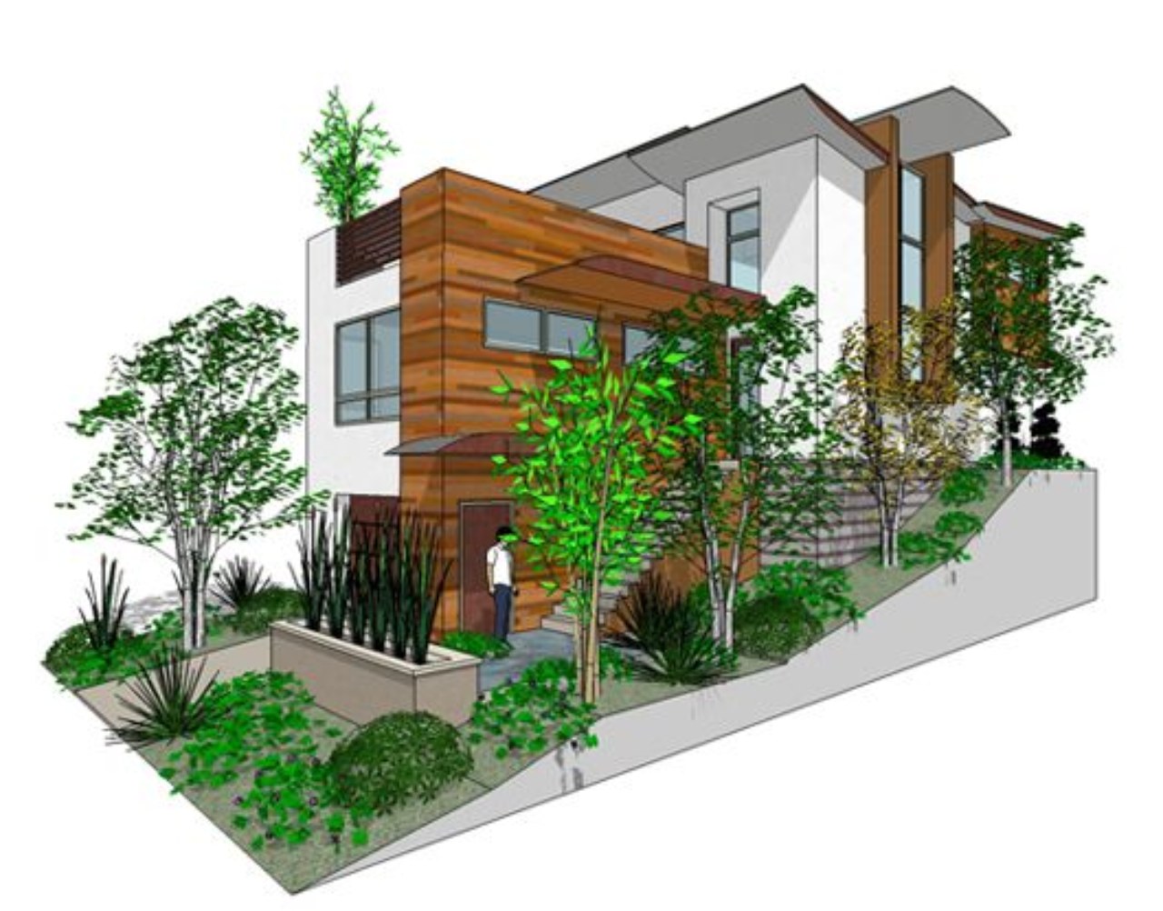 desain rumah di tanah menurun bertingkat