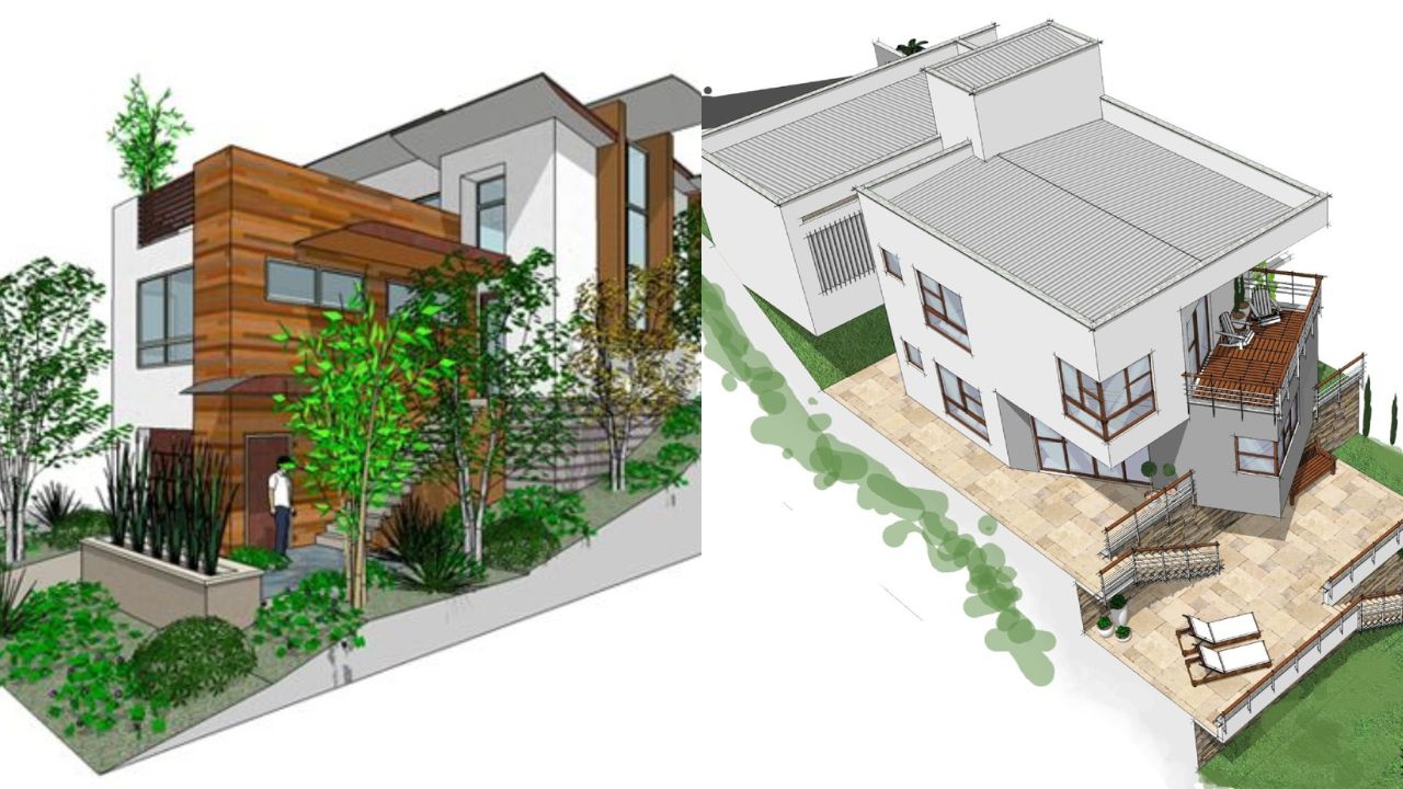 inspirasi desain rumah di tanah menurun