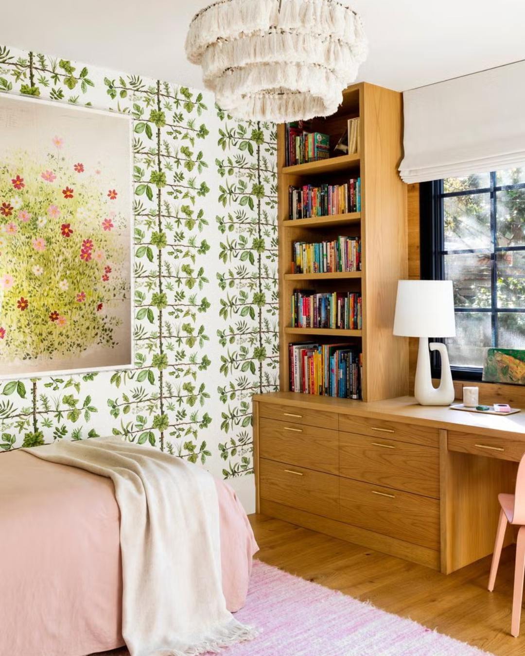 kamar tidur wallpaper daun