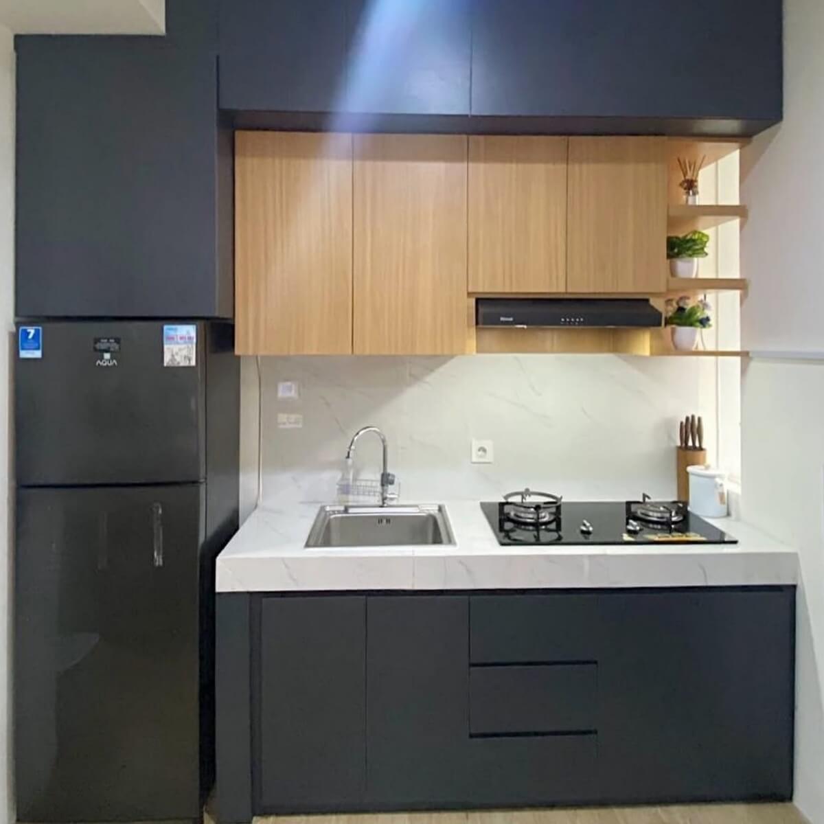 kitchen set kulkas minimalis dapur kecil
