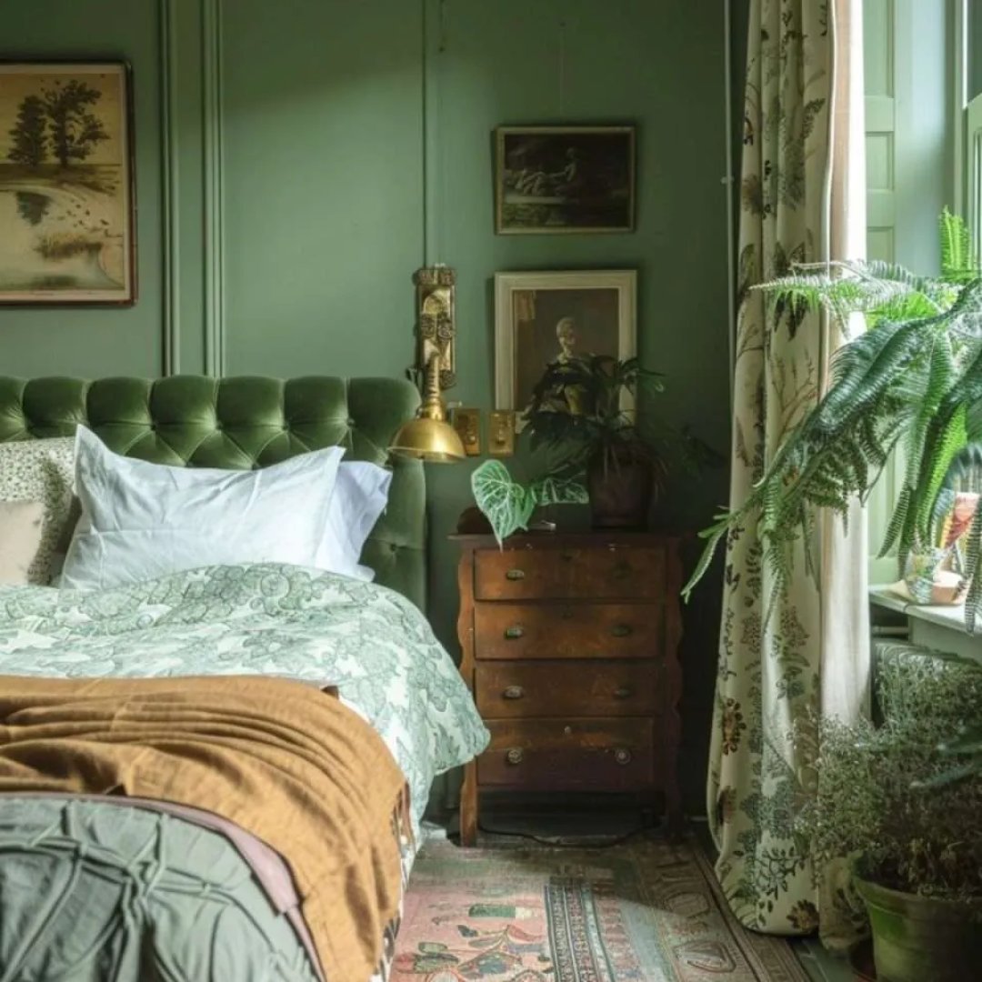 kamar hijau sage bohemian