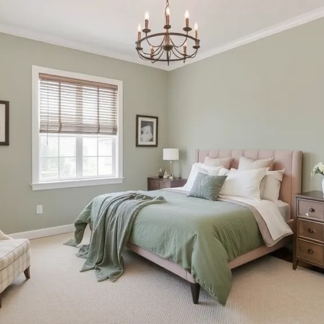 kamar warna hijau sage cerah