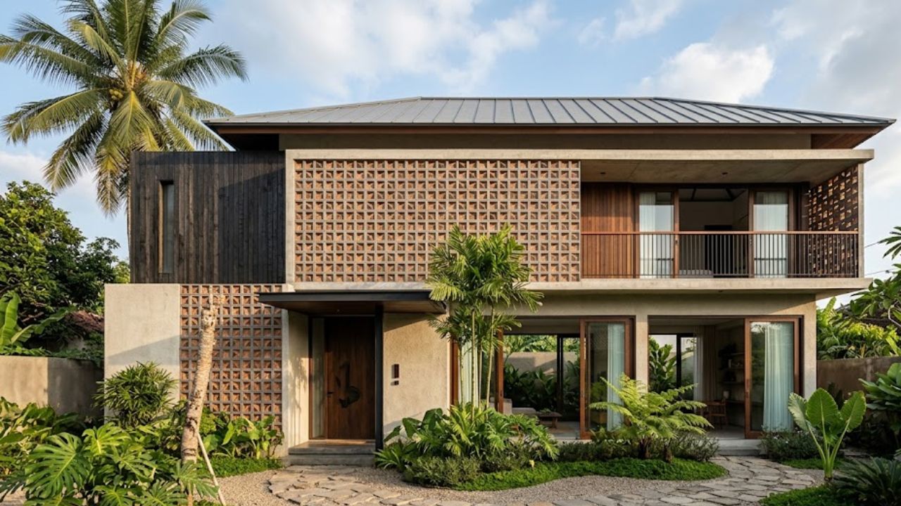 1. Fasad Rumah Modern dengan Roster