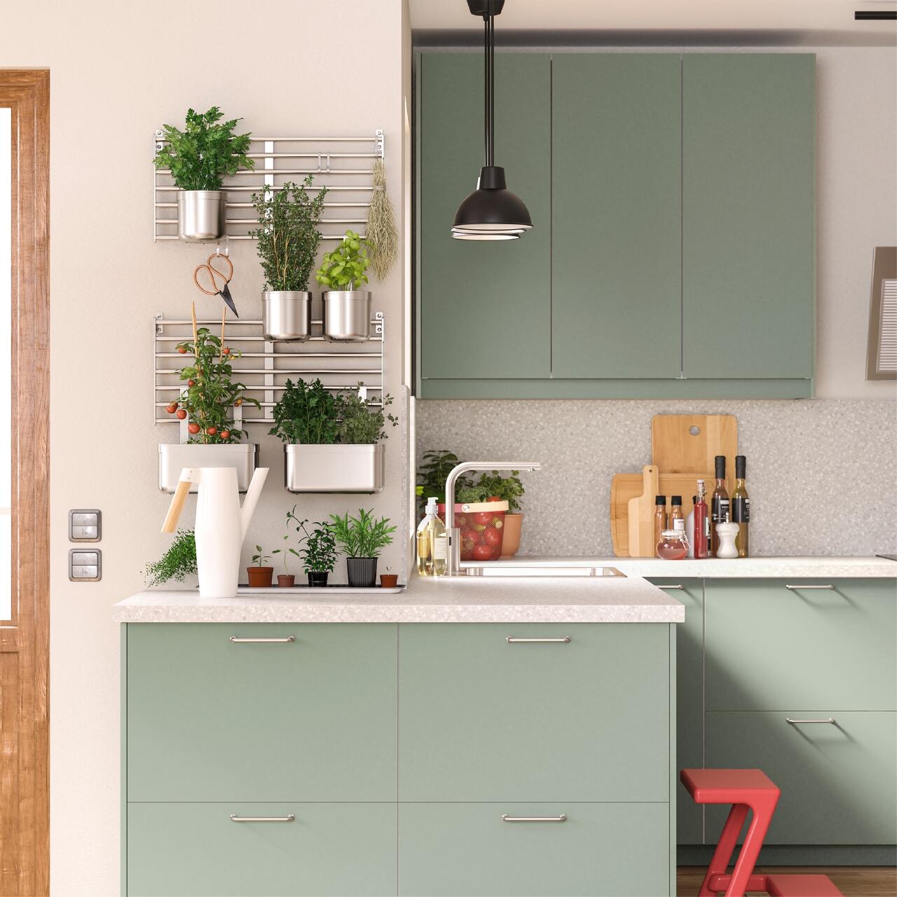 warna kitchen set yang bagus hijau