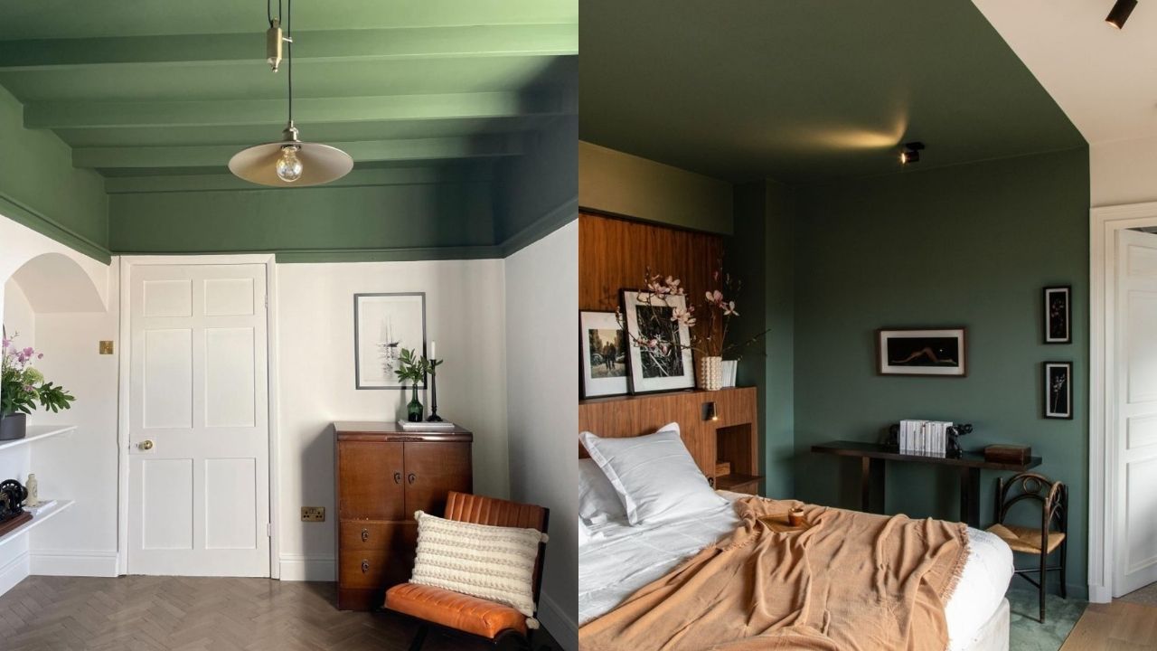 kombinasi cat plafon warna hijau